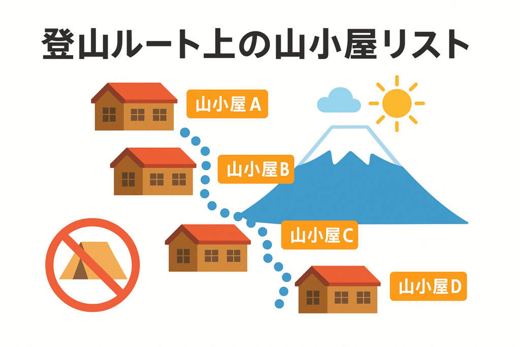 山小屋・施設リスト一覧