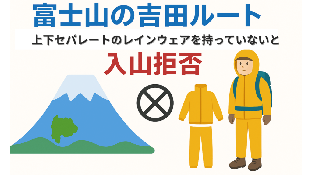 富士山の吉田ルートは、上下セパレートのレインウェアを持っていないと入山拒否