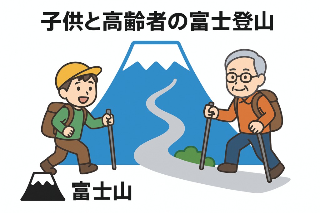 子供・高齢者と一緒に登る場合、疲労や高山病の発症(肺活量の小さい子どもは大人より発症率が高い)ため、登山途中で余力のある親や同伴者が代わりに背負うことになることも十分ありえます