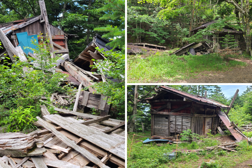 馬返から一合目、二合目・・・と各合目で史跡（山小屋があった空き地、倒壊した山小屋など）がありましたが、休憩ベンチが１個も無かったのに驚いた。